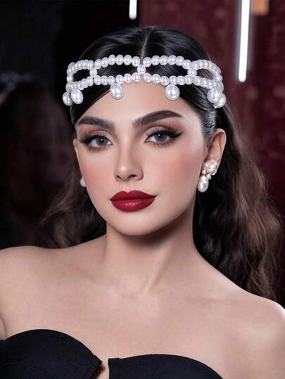 1pc Elegant Handmade Beaded Bridal Headpiece, Vintage Wedding Party Hair Accessory For Women, Suitable For Photography, Celebration, Stage Performance, And Daily Wear