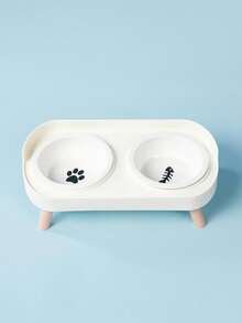 PETSIN New Cat/Dog Elevated Double Bowls, Integrated Food And Water Bowls On High Stand, Available In Plastic/Stainless Steel/Ceramic, Multiple Colors To Choose For Your Beloved Pets - Multicolor - View 4