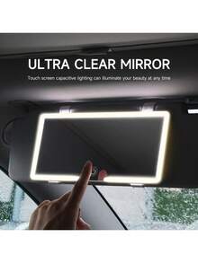 Fccemc Ultra Thin LED Car Makeup HD Mirror Sunshade Makeup Hanging Mirror USB Charge Sun Visor Dimmable Touchscreen Auto Interior Vanity Mirror For Women