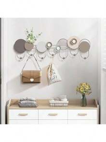 Appendiabiti moderno con mensola da parete, portachiavi da parete, appendiabiti in metallo per arte murale, adatto per soggiorno, ingresso, bagno