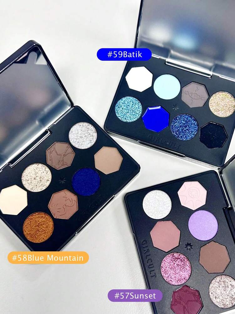 GIRLCULT 57 Sunset Chameleon Metallic High Pigment Eyeshadow Palette, Matte & Pearlescent Metallic Eyeshadows, Long-Lasting & Smudge-Proof Natural Colors, Gift Set, 8g/0.28oz - 57 Sunset - View 8