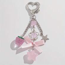 1 Cute Strawberry Heart Decoration Chain Keychain - Hồng - Xem 9