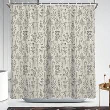 Vintage Floral Shower Curtain, Beige Flower Retro Shower Curtains For Bathroom, Shower Curtain Cloth Fabric, Farmhouse Rustic Cream Premium Polyester Fabric, Machine Washable, Includes 12 Plastic Hooks For Easy Installation, Home Decor Bathroom Decor