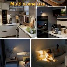 2pcs ABS Material LED Wall Lamp, USB Powered, 360° Rotatable Night Light, Touch Switch, 3-Color Adjustable, Modern Standalone Or Magnetic Wall Mounted Spotlight Suitable For Indoor/Outdoor/Living Room/Dining Room/Bedroom/Bar Decor