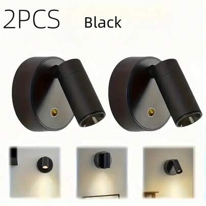 2pcs ABS Material LED Wall Lamp, USB Powered, 360° Rotatable Night Light, Touch Switch, 3-Color Adjustable, Modern Standalone Or Magnetic Wall Mounted Spotlight Suitable For Indoor/Outdoor/Living Room/Dining Room/Bedroom/Bar Decor