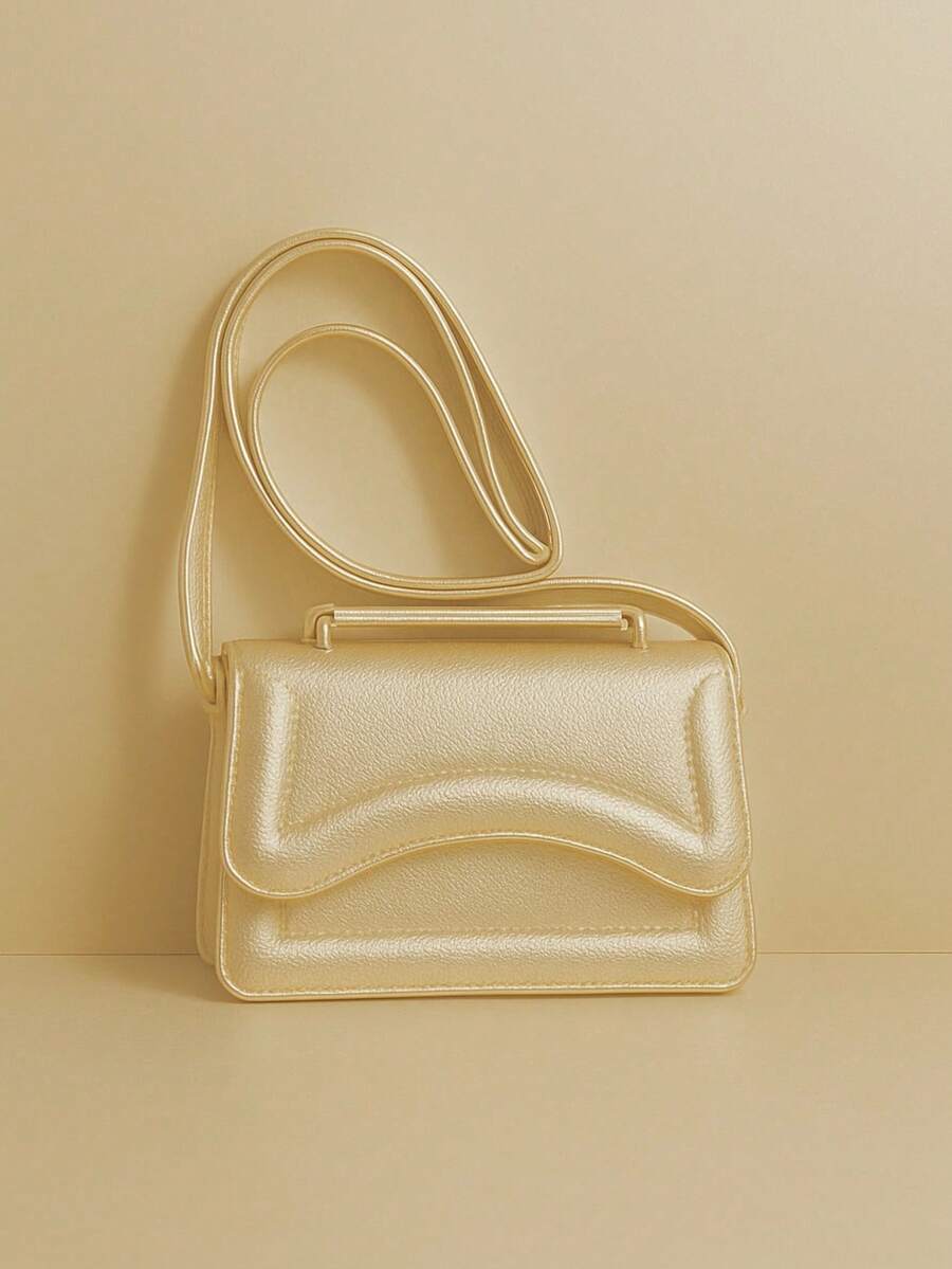 Femina Vega Metallic Metal Bag With Hand Strap And Shoulder Strap - 金光 - 查看 1