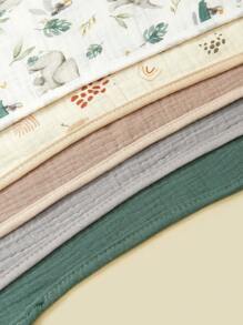 5pcs/Pack Cotton Muslin Bibs For Baby Boys Girls, Floral & Whale Print Burp Cloths, Soft & Versatile - Multicolor - View 7