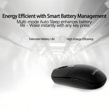 Lenovo 無線滑鼠N210 人體工學對稱設計 舒適握感久用不累 輕量化便攜 持久續航 即插即用免驅動 高效辦公學習利器 黑色 - 黑色 - 查看 6