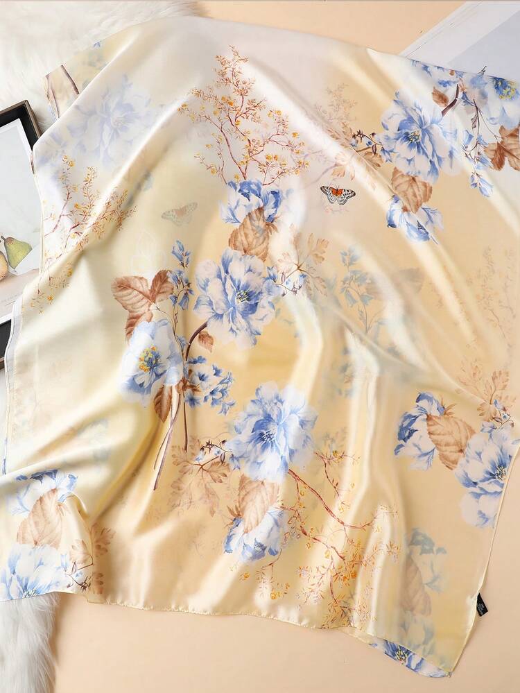 1条印花丝巾，优雅户外防晒浪漫风格，适合户外旅行，可用作头巾、发圈、发箍，是自我装饰的理想之选。 - 彩色 - 查看 2