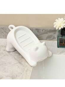 1pc Cute Cartoon Cat Soap Dish, Creative Non-Drip Bathroom Soap Holder, Storage Rack, Hygiene Draining Box - Multicolor - View 7
