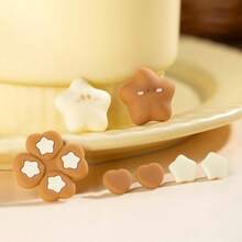 Buttons Sticker Joystick Cover Caps, Cross DPad Button Caps Silicone Thumb Grips Set Compatible With Nintendo Switch/OLED Controller Star Baby - 咖啡棕 - 查看 7