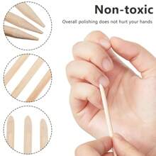 1000/500/300/100/10pcs Orange Wood Cuticle Pusher, Double-Sided Multi-Purpose Wooden Cuticle Remover, Manicure Pedicure Tool, Cuticle Pusher Or Eyebrow Waxing Stick, For Facial Hair Removal - Ginger - View 11