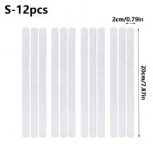 12/6pcs Anti Slip Shower Stickers Non-Slip Bathtub Strips Adhesive Decals Shower Strips Treads For Bath Tub, Shower Floor, Stairs, Ladders