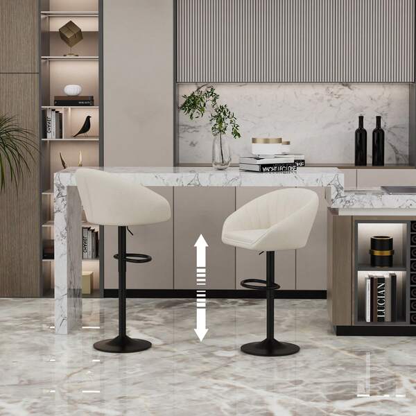 Ensemble de tabourets de bar 2 pièces, tabouret de bar pivotant, chaise haute, pivotant à 360°, repose-pieds, tabouret de bar réglable en hauteur en velours pour bar, cuisine, restaurant