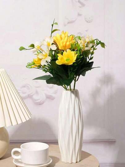 1pc Elegante Vase Bloemen Arrangement Lifelike Rose Flowers Living Room, Dining Table, Creative Dry/Fresh Flower Birthday Graduation Home Room Glass view 2