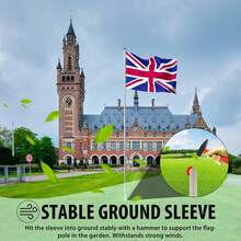 20FT Aluminium Flagpole Set - Includes Flag, Ground Sleeve, Pull Rope, Locking Hook & End Cap - 5 Adjustable Heights - Blue - View 5