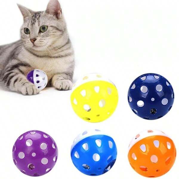 3pcs Randomly Colored Cage Mice Reduce Boredom, Fun And An Interesting Toy Set - Let Your Cat Have Fun And Interact With Rolling Balls And Mouse Toys, Cat Toys, Bell Balls, Cat Toys, Hollow Balls For Family Cats And Dogs, And Pet Cat Toys