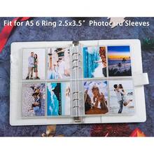 A5 PU Leather Binder Cover With Magnetic Buckle Closure, 6 Ring Personal Notebook For Organizing Planner Refill Pages, Photo Card Sleeves, Multi-Functional Card Collector-826103 - 白色 - 查看 7
