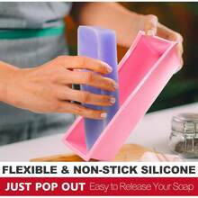 Rectangular Soap Mold Kit With Cutter- 42oz Flexible Silicone Loaf Soap Mold With Wood Box, Stainless Steel Wavy & Straight Scraper For Homemade Craft Soap Making Supplies