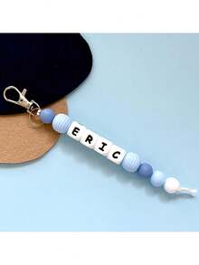 1pc Customizable Name/Text Lanyard/Anti-Lost Clip, Can Clip/Hang, Handmade With Colored Beads, Cute Daisy, Hot Air Balloon, Rainbow, Bohemian Style Pendant Decoration, Keychain, Wooden Letters, Stainless Steel Clip, Name Tag, Gift For Friends, Birthday, Shower, Valentine's Day, Back To School, Christmas Decor, Stroller Decor, Clothing Decor