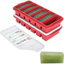1/2 Cup Silicone Freezer Tray With Lid - Silicone Freezer Molds 2 - Pack For Meal Prep Freezing Of Various Sauces And Other Dishes, Makes 12 Perfect 1/2 Cup Portions Cubes, Oven And Dishwasher Safe - 紅色 - 查看 1
