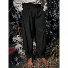 Mens Medieval Pirate Pants Renaissance Viking Knicker Colonial Halloween Cotton Gothic Costume Trousers - 白色 - 查看 2