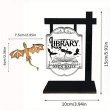 1pc Vintage Wooden Bat & Gothic Dragon Fantasy Design Bookshelf Decor - Bohemian Style Daily Open Mini Desktop Decoration, Halloween Home Office Shelf Ornament, Reader Gift, Quirky Design Meticulously Crafted Holiday Decor Gift, No Electricity No Feathers Home Decor Halloween Decor Room Decor - Multicolor - View 6