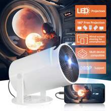 Wireless Projector With Built-In Speaker, WIFI Connection Video Projector, Screen Mirroring, Keystone Correction, Compatible With 1080P, Supports Audio, Image, Video, Suitable For Smartphones, Laptops, Home Theater And Outdoor Camping - White - View 6