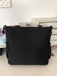 Large Capacity Unisex Tote Bag, College Style Middle School Backpack, Casual Shoulder Crossbody Bag