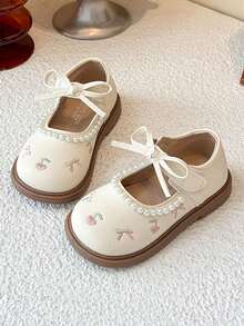 1-8 Years Old Girls' Soft Bottom Anti-Slip Comfortable Toddler Walking Shoes, Bow Embroidery Cute Princess Flats, Round Toe Casual Outdoor Play Loafers, Breathable Mary Jane Shoes For Spring/Summer