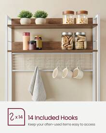 VASAGLE Hutch Bakers Rack With Power Outlet, 14 Hooks Microwave Stand, Adjustable Coffee Bar With Metal Wire Panel, Kitchen Storage Shelf, 15.7 X 31.5 X 66.9 Inches - US B Type Plug(110-127V) - View 5
