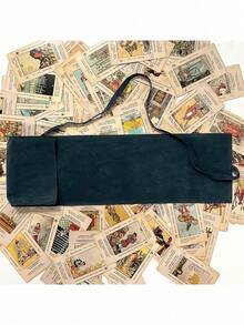 Velvet Tarot Card Storage Bag, Featuring Vibrant Cosmic Tarot Card Pattern, Dual-Tone Blue & Purple, Drawstring Closure, Soft Fabric Protective Case, Portable Card Holder, Suitable For Storing Tarot Cards And Small Items - Multicolor - View 4