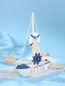 1pc Nautical Themed Decor, Mini Sailboat, Coastal Home Decor, Beach House Decoration, Anchor Rudder Ornament, Rope Sail, Tabletop Decor, Fireplace Mantel Decor, Ocean Theme Decoration, Maritime Decor, Shell Decor, Sailing Boat Ornament Set, Coastal Style Mini Ship Decor, With Anchor, Starfish, Steering Wheel, Suitable For Beach Theme Decor, Bathroom Accessories, Shelves Decoration, Office Desk Accents, Holiday Party Table Centerpiece - Boat - View 6