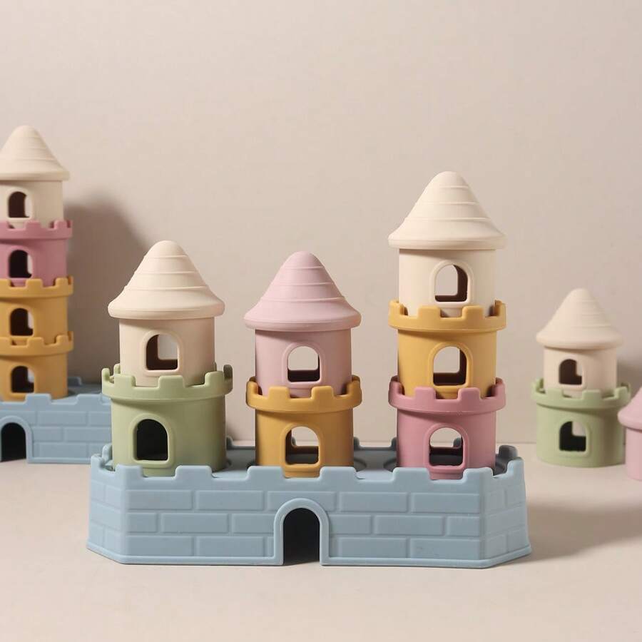 8pcs/Set Baby Silicone Stacking Castle Toys, Children's Intellectual Building Chewable Stacking Toys