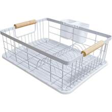 Double-Layer Over-The-Sink Dish Rack With Drain Tray, Dish Rack, And Cup Holder (White) - 白色 - 查看 1