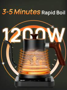 1200W Temperature Sensing Electric Gooseneck Kettle, Stainless Steel Coffee Pot, 900ml Capacity, Automatic Shut-Off, One-Touch Keep Warm, Black, Home Kitchen Coffee Corner - EU E Type Plug(220-240V) - View 4