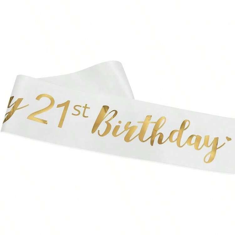 21歲生日皇冠與披肩套裝－白色披肩／金色箔字體、水鑽皇冠，2件組，年輕成人服飾頭飾，適合派對贈品與裝飾 - 彩色 - 查看 9