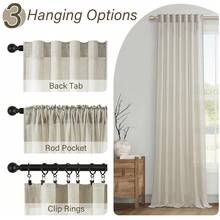 Topfinel 6 Panels Linen Blend Curtains Semi Sheer Light Glare Filtering Semi Sheer Drapes Back Tab Rod Pocket Clip Rings For Living Room Bedroom Dining Doorway Farmhouse Office Home Decor - Oatmeal - 查看 5