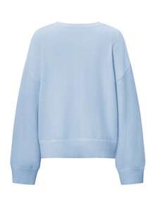 Suéter de invierno para mujer Live To Mo, sudadera con capucha de punto casual con cuello en V, top rosa, adecuado para salir, citas y desplazamientos diarios - Azul claro - Ver 4