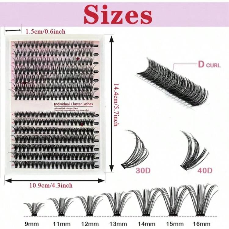 Kit de Extensiones de Pestañas, 30D 40D Mixtas, con Adhesivo de Fijación Fuerte y Función de Sellado, Incluye 280 Pestañas Individuales y Pinzas - 1 - Añade 3