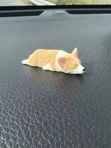 1pc Miniature Corgi Dog Car Interior Dashboard Decor, Anti-Stress Accessory