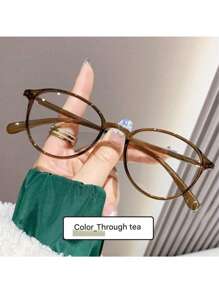 1 件女士浅绿色轻质眼镜框，时尚经典百搭休闲无度数眼镜，适合小脸和圆脸