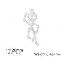 1 pieza Esqueleto bailarín minimalista de acero inoxidable, colgante de araña y murciélago, accesorio creativo con diseño de Halloween adecuado para collar, pulsera, llavero, aretes, accesorios hechos a mano DIY