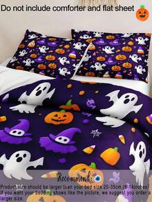 2/3pcs Multi-Color Synthetic Fiber Halloween Pumpkin & Ghost Eye Print Set - Multicolor - View 6