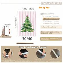 1 buc. Artă de perete de Crăciun, Brad de Crăciun verde vintage cu fundal roz, Decorațiuni de Crăciun roz distractive, Artă festivă, Descărcați acum Potrivit pentru camere de copii, creșe, dormitoare de petrecere pentru băieți și fete, decorațiuni pentru sălile de clasă de grădiniță, Impermeabil. Tapet decorativ pentru tăblia de pat, Decorațiuni de petrecere, Cadouri