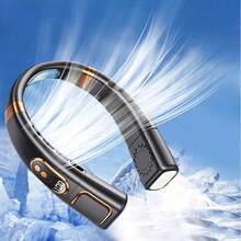5 Speeds, Portable Neck Fan Hands Free Personal Fan, Rechargeable Bladeless Fan Battery, Digital Display, Birthday Gifts For Men, Women, Mom, And Dad - 黑色 - 查看 5