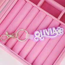1pc Customized Acrylic Letter Name Keychain, Personalized Double-Layer Glitter Keychain, Colorful Backpack Pendant, Suitable For Bags, Water Bottles, Perfect Birthday Gift For Women And Family, Decorative Keychain, Fun Design, Charming Accessory, Cute Keychain - Steel Keychain + White Button - View 20