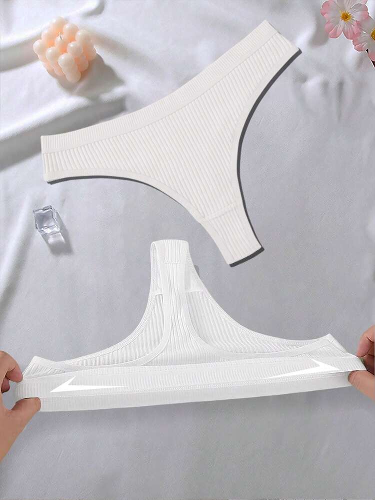 Bộ 3 chiếc quần lót dây gợi cảm dành cho nữ, quần lót G-string cạp thấp không đường may, mềm mại. - trắng - Xem 3