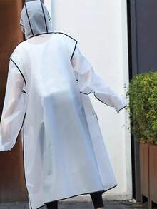 1 Stück modischer, weißer, halbtransparenter EVA Regenmantel mit doppeltem Regenschutz, hohem Kragen, Reißverschluss, tragbar, geeignet für Outdoor-Aktivitäten, Wandern, Radfahren, Camping, unverzichtbar für den Outdoor-Bereich, Rückkehr zur Schulsaison