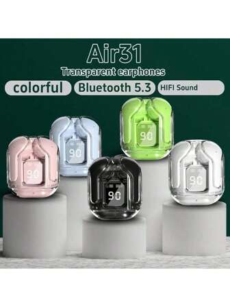 אוזניות Bluetooth אלחוטיות T2 אוזניות Bluetooth אוזניות שקופות כוח דיגיטלי תצוגה סטריאו סאונד אוזניות לסמארטפונים 150mAh